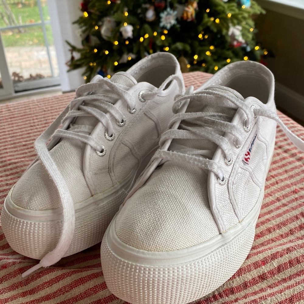 SUPERGA 38 white platform sneakers